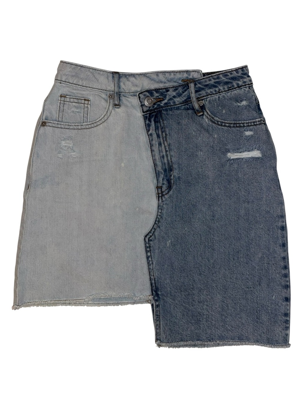 Bossini Two-Tone Distressed Denim Mini Skirt